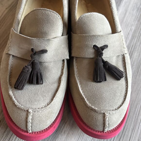 Thomas Dean Made In Italy Vero cuoio Suede Leather Tassel  Gray Loafer, Size 9 main image 11